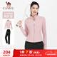 駱駝（CAMEL）加絨運動(dòng)套裝女秋冬修身兩件套健身服 Y25CA4L0004 花茶粉/黑 L