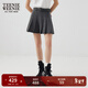 Teenie Weenie小熊女裝時(shí)尚簡(jiǎn)約風(fēng)秋季牛仔百褶短裙半身裙復古時(shí)髦 灰色 L (170)