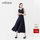 edition無(wú)袖收腰連衣裙女新款前中拉鏈背心裙a字黑色長(cháng)裙 黑色 M 165