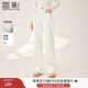 香影白色直筒牛仔褲女2025冬季新款高腰刺繡高含棉休閑窄版闊腿褲 白色 L 165/68A/110-125斤