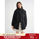 獨束大碼女裝【倍暖羽絨】假兩件拼接絎縫90白鴨絨羽絨服保暖外套 黑色短款 2XL （尺碼：4）