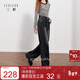 三彩2025冬季新款收腰牛仔褲休閑褲一體絨磨毛寬松闊腿褲長(cháng)褲M(mǎn)