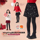 moonkids童裝女童一體加絨裙褲冬季保暖褲子兒童打底褲裙新年穿搭休閑褲 2258黑色加絨亮片裙褲 110 cm