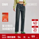 森馬（Semir）[商場(chǎng)同款]牛仔褲女加絨做舊長(cháng)褲復古2024新款冬季顯瘦直筒褲 牛仔黃泥染80325 27