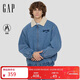 蓋璞（GAP）男女裝2025秋季新款logo仿羊羔絨寬松翻領(lǐng)牛仔夾克外套791903