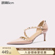 Lily Wei【南風(fēng)知意】2025夏季新款鉚釘裸色高跟鞋性感尖頭涼鞋女 裸粉色【跟高6cm】 37