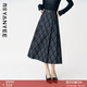 顏域復古格紋遮肉顯瘦半身裙女2025冬季百搭通勤中長(cháng)款A字裙子 灰格 M