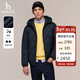 哈吉斯（HAZZYS）男裝 冬季【鵝絨】連帽羽絨服菱格短款厚外套男衣服ASFZU0CDX07