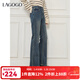 LAGOGO四面彈微喇牛仔褲女拉谷谷2025冬季新款復古修身顯瘦馬蹄褲 深牛仔藍 M