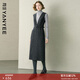 顏域（YANYEE）【79%羊毛】顏域深V無(wú)袖連衣裙女士2025冬季新款氣質(zhì)優(yōu)雅毛呢長(cháng)裙 深灰 M