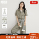對白復古休閑工裝連體褲女2025夏季新款松弛感氣質(zhì)通勤寬松闊腿褲 卡其綠 XL