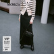 MO&Co.2024秋新品交疊開(kāi)叉高腰直筒長(cháng)款棉質(zhì)牛仔半身裙
