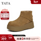 他她（TATA）女鞋冬季高幫勃肯鞋保暖棉鞋雪地靴加絨毛毛鞋CMC01AD6 卡其色（絨里） 37