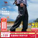 駱駝（CAMEL）加絨褲男工裝風(fēng)2025秋冬新款保暖防潑水闊腿直筒運動(dòng)長(cháng)褲女 J15CAY6023，幻影黑，男 3XL