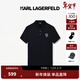 Karl Lagerfeld桑蠶絲棉短袖polo衫男款翻領(lǐng)t恤上衣老佛爺男裝236M174 黑色 M
