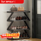 安爾雅簡(jiǎn)易鞋架多層家用門(mén)口創(chuàng  )意Z型鞋架子多層防塵鞋柜 鋼管款4層小號