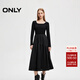 ONLY秋季通勤方領(lǐng)長(cháng)袖針織拼接長(cháng)裙連衣裙女|124307071 H1Z 黑色 2XL (180) 96A