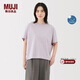 MUJI女式?jīng)龈蟹雷贤饩€(xiàn)蝙蝠袖T恤 短袖上衣打底衫女款防曬 薰衣草色 XL (165/92A)