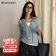 Olrain【5折】新款女裝冬季灰色假兩件休閑風(fēng)薄款連帽長(cháng)袖針織衫毛衣 灰色 均碼