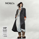 MO&Co.毛呢大衣美麗諾綿羊毛時(shí)裝墊肩長(cháng)款H型戧駁領(lǐng)外套摩安珂 深花灰色 M /165