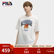 FILA斐樂(lè )情侶款針織短袖衫夏季新款狐貍刺繡寬松T恤 云菇白-WT XL 180/100A/XL