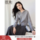 香影灰色連帽針織開(kāi)衫女2026春季新款衛衣拉鏈寬松休閑毛衣外套 灰色 S
