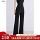 betu女裝2025秋季新款休閑微喇褲早八通勤必備喇叭褲女2508T72 黑色 M