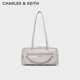 CHARLES&KEITH26春季新品休閑學(xué)院風(fēng)鏈條單肩腋下包新年生日禮物CK2-20671897 Shell Grey貝殼灰 M