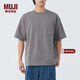 MUJI MUJI  男式?jīng)龈须p層編織寬版T恤短袖打底衫男裝夏季AB07CC4S 深灰色 M 170/92A