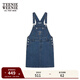 Teenie Weenie小熊女裝簡(jiǎn)約春裝休閑青秋牛仔背帶裙寬松直筒短裙女 中藍色 S (160)
