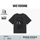 WE11DONE禮遇季25早秋中性男女同款貓咪海報印花圓領(lǐng)短袖T恤休閑 碳灰色 S