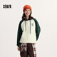森馬（Semir）衛衣女秋冬季中長(cháng)款寬松立領(lǐng)抓絨上衣刺繡撞色連帽舒適內搭學(xué)院風(fēng) 【C款】白綠色調00314 L 165/88A