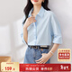尚都比拉優(yōu)雅氣質(zhì)休閑通勤襯衫女夏季設計感上衣五分袖白襯衣 藍色 L