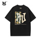 PNJ潮流短袖t恤男女款2026夏季寬松韓版學(xué)生百搭時(shí)尚印花圓領(lǐng)上衣 黑色 XL