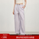 范思藍恩美式復古炸街束腳工裝褲女2025夏新款撞色寬松休閑褲2443 淺紫色 M