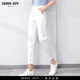 DEREK JEFF 戴里克.杰夫天絲薄三防牛仔褲女夏煙管高腰小個(gè)子九分顯瘦直筒寬松老爹哈倫褲 白色九分 S 26
