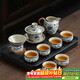 不拙茶具整套功夫茶具套裝家庭用客廳高檔青花瓷汝窯蓋碗9入泡茶套裝