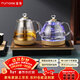 FUNORK全自動(dòng)上水電熱水壺 茶臺燒水壺家用辦公茶桌一體機茶幾嵌入式茶具電茶爐套裝 金色雙加水蒸茶款