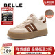 百麗（Belle）高幫板栗復古德訓鞋女款運動(dòng)休閑小白鞋子A6N5DAM5 米白 37 (235mm)