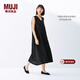 MUJI女式 棉 漢麻 無(wú)袖連衣裙女裝裙子夏季 連身裙長(cháng)裙 BCD91C5S 黑色 XL （165/92A）