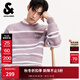 杰克·瓊斯（JACK&JONES）男裝冬季新款字母刺繡休閑條紋拼接寬松圓領(lǐng)毛衣針織衫225425002 C16灰紫色 常規 S （170）