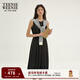 Teenie Weenie小熊春季學(xué)院風(fēng)中長(cháng)款連衣裙氣質(zhì)黑色收腰百褶裙子女 黑色 S (160)