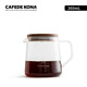 CAFEDE KONA 咖啡分享壺家用玻璃壺帶把帶蓋胡桃木分享壺耐熱泡花果茶壺 透明360ml