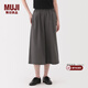 MUJI女式 易干彈力泡泡紗輕便七分褲 褲子女款25年夏季女裝BE1VSA5S 深灰色 S （155/62A）
