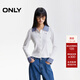 ONLY2025秋季新款襯衫拼接領(lǐng)口設計翻領(lǐng)長(cháng)袖正肩T恤女|125302020 A43奶油白色 S
