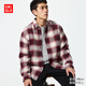 優(yōu)衣庫男女裝法蘭絨格子襯衫長(cháng)袖襯衣薄外套481224 16 紅色 M