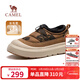 駱駝（CAMEL）加絨保暖防潑水抓地舒適增高休閑棉鞋男 G15W607032 栗黑印花 42