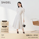 SNIDEL春秋氣質(zhì)半高領(lǐng)抽褶泡泡袖針織拼接連衣裙SWNO231108 粉米色 M （1）
