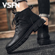 VSFN輕奢男靴秋冬新款馬丁靴男低幫皮面工裝靴子男韓版時(shí)尚潮流男靴 黑色【高端男靴】 42