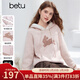 百圖（betu）女裝2025年冬季新款毛衣萌兔提花毛毛帽口邊甜美上衣女2510T52 淺粉紅 L